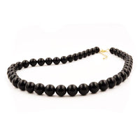 Necklace, Beads 10mm, Black, Shiny, 40cm