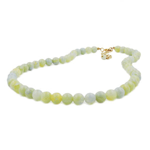Necklace, Beads 10mm, Yellow-green, 40cm