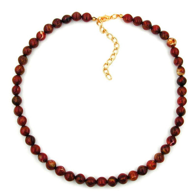 Necklace Four-edged Bead Red Marbled