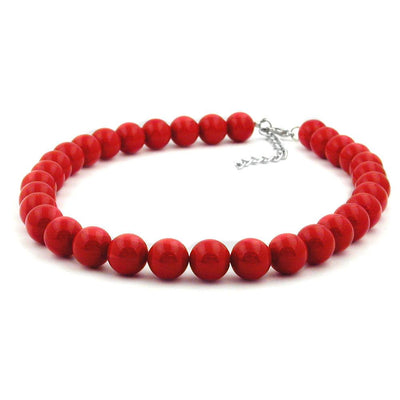 Necklace, Dark Red Beads 12mm, 40cm