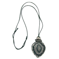 Necklace Oxide Silver Pendant Grey Cord