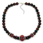 Necklace Dark Red- Black Metallic Marbled