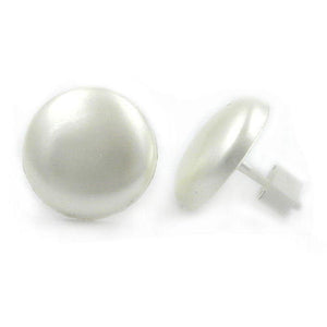 Stud Earrings Plastic Round White Silky Shimmering