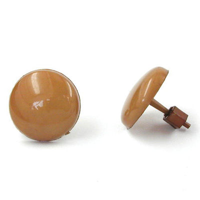 Stud Earrings Plastic Round Light Brown