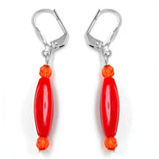 Leverback Earrings Olive Beads Red Glossy