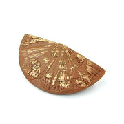 Brooch Hand Fan Brown Gold Coloured