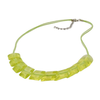 Necklace Slanted Beads Kiwi-green Cord Light Green