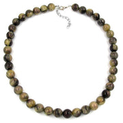 Necklace Beads 12mm Green-black 75cm