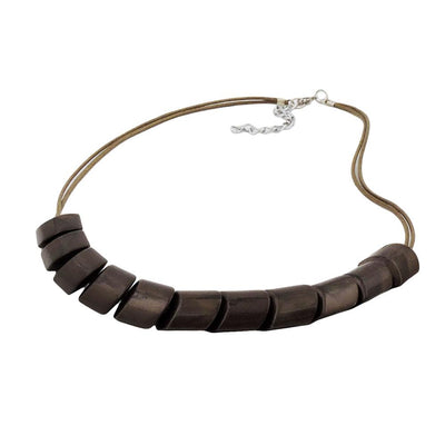 Necklace Slanted Beads Olive Drab