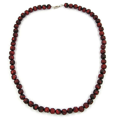 Necklace Baroque Beads 10mm Red-black Marbled
