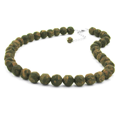 Necklace Baroque Beads 12mm Green-olive 50cm