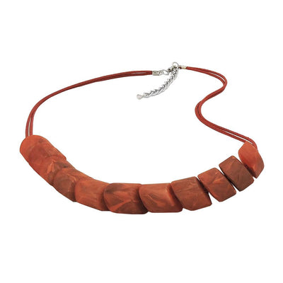 Necklace Slanted Beads Rust-brown