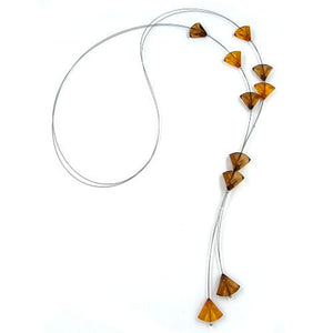 Necklace Triangle Beads Brown Transparent