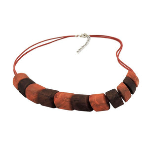 Necklace Slanted Beads Mixed Brown