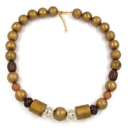 Necklace Beads Gold-brown 55cm