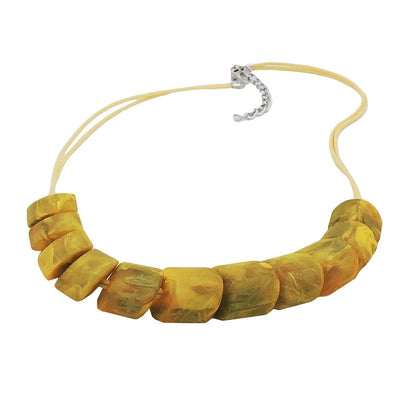 Necklace Slanted Beads Yellow Olive