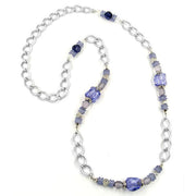 Necklace Stone-pearl Blue Curb Chain 90cm