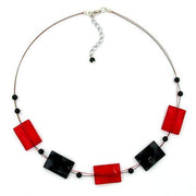 Necklace Black-red Beads Shiny 45cm