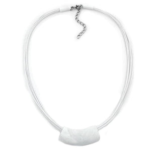 Necklace Tube Flat Curved White 50cm