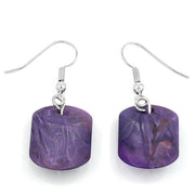 Hook Earrings Slanted Bead Purple