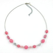 Necklace Glass Beads Pink 45cm