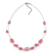 Necklace Glass Beads Pink