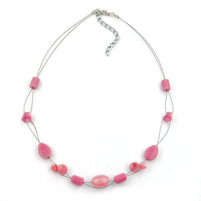 Necklace Glass Beads Pink