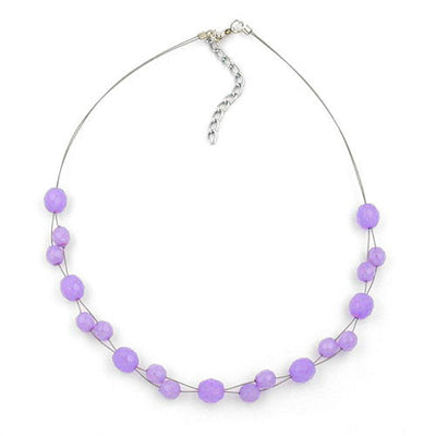 Necklace Glass Beads Purple 43cm