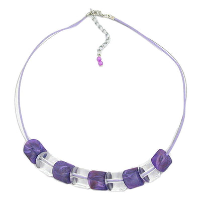 Necklace Slanted Bead Lilac-crystal Cord Light Lilac