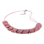 Necklace Slanted Beads Rose-marbled