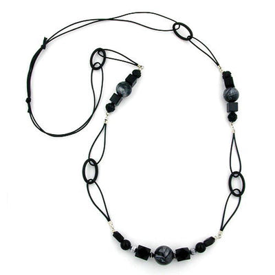 Necklace Black And Grey-marbeled 100cm