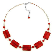 Necklace Rectangle Beads Silky-red