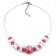 Necklace Beads Pink & Transparent 45cm
