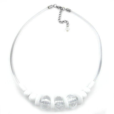 Necklace Transparent-faceted-white Beads