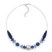 Necklace Blue And Silver-coloured Beads 45cm