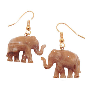 Hook Earrings Elephants Brown