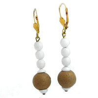 Leverback Earrings White Glass Beads