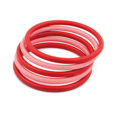 Set Of 5 Bangles Plastic 2x Red And 3x Rose