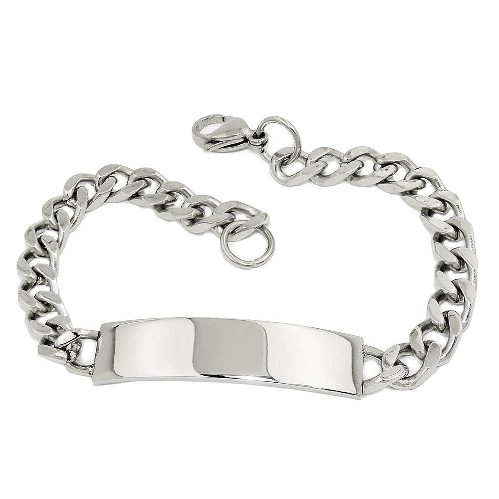 Id Bracelet, Curb Chain, Stainless Steel