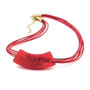 Necklace Tube Flat Curved Coral 50cm