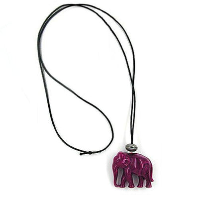 Necklace Elephant Purple Marbled