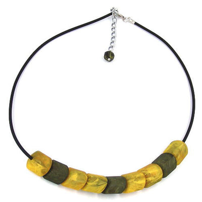 Necklace Beads Yellow-marbeled 45cm