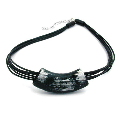 Necklace Tube Flat Black & Silver 50cm