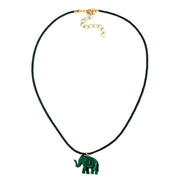 Necklace Elephant Tiny Dark Green Marbled