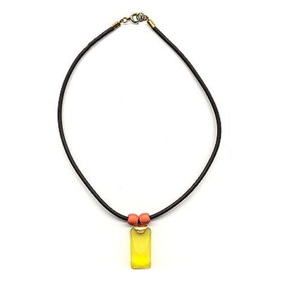 Necklace Yellow Pendant Orange- Matte Polished