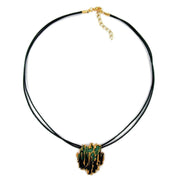 Necklace Tree Bark Design Dark Green- Gilded