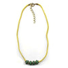 Necklace Green Wooden Beads Yellow Cord