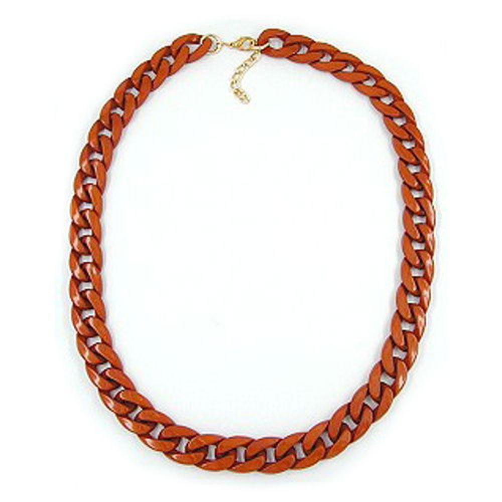 Necklace Curb Chain Brown Glossy