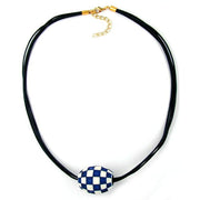 Necklace Olive Ivory-blue & Gold 50cm