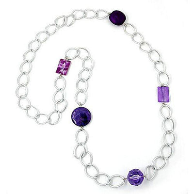 Necklace Wide Curb Chain Lilac Pearl 100cm
